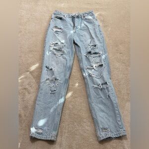 Zara Light Blue Distressed Boyfriend Jeans